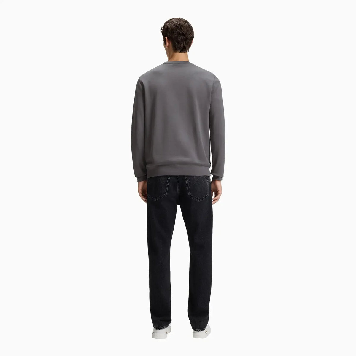 Sweat-shirt en coton éponge avec écusson logo pour homme