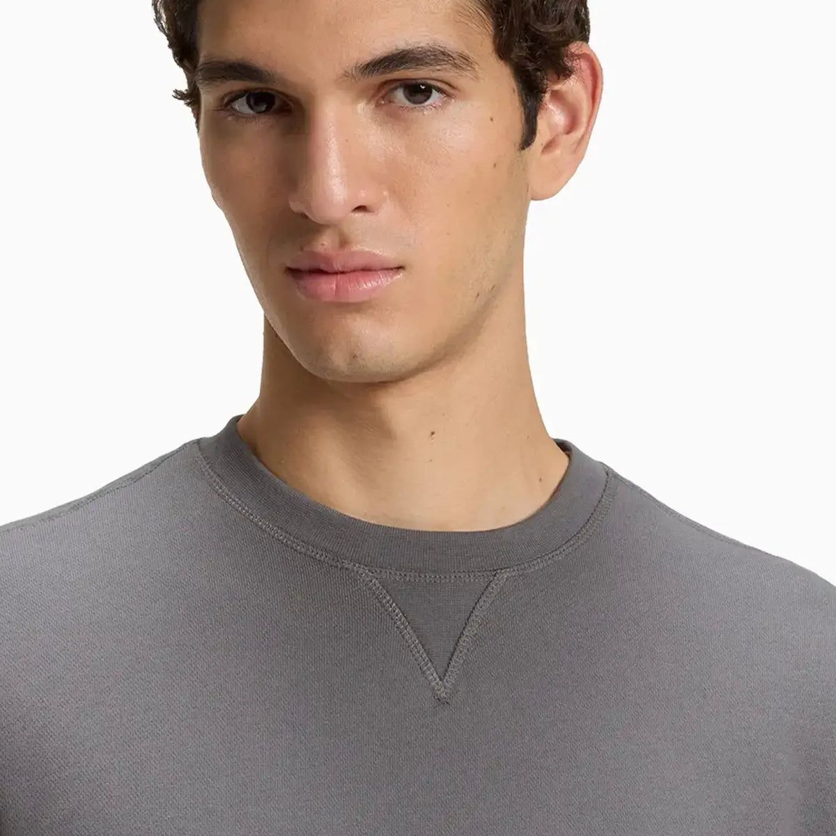 Sweat-shirt en coton éponge avec écusson logo pour homme