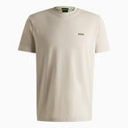 Camiseta elástica de algodón para hombre de corte regular con logo en contraste