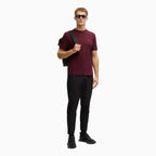 Camiseta elástica de algodón para hombre de corte regular con logo en contraste