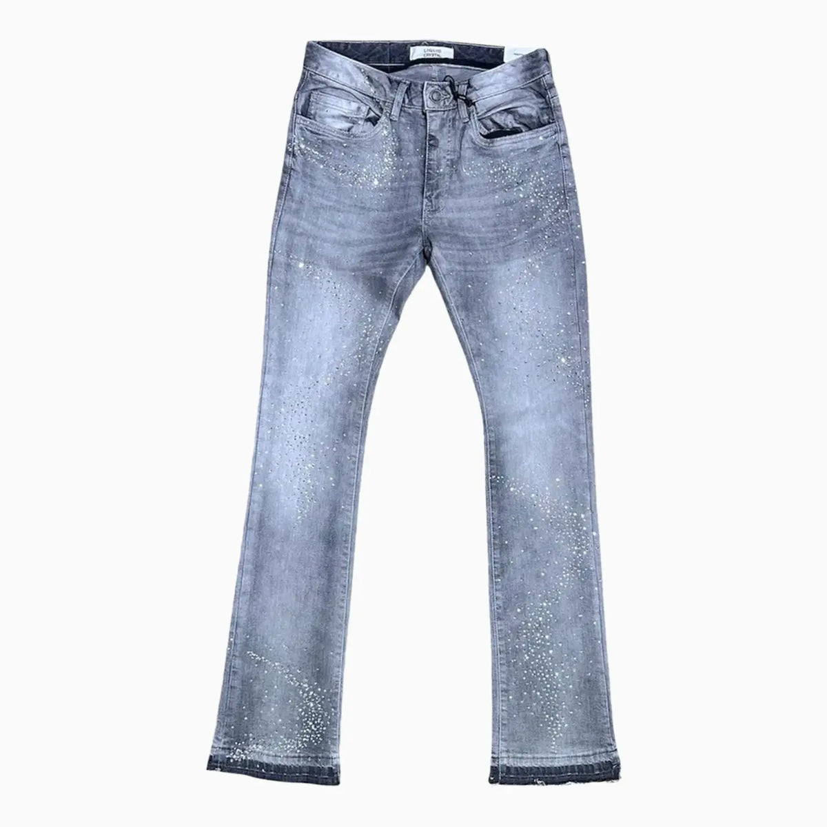 Pantalon en jean empilé à petits et grands cristaux liquides pour hommes