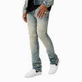 Pantalones de mezclilla ajustados y apilados para hombre