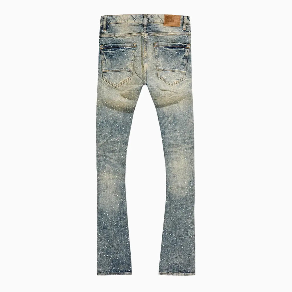Pantalones de mezclilla ajustados y apilados para hombre