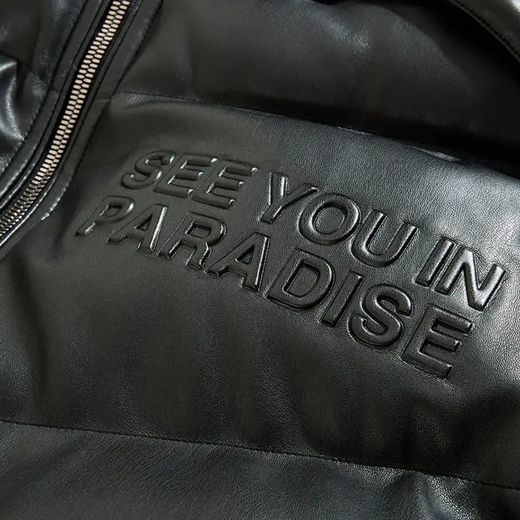 Blouson matelassé SYIP en cuir synthétique embossé pour homme