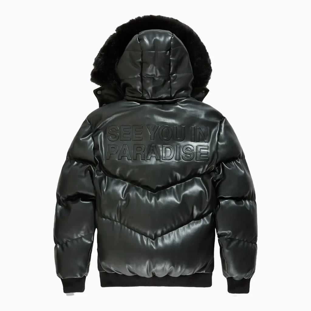 Chaqueta acolchada de PU con relieve SYIP para niños