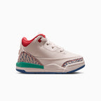 Jordan 3 Retro 'Tiza y Azul Verdadero' para niños pequeños