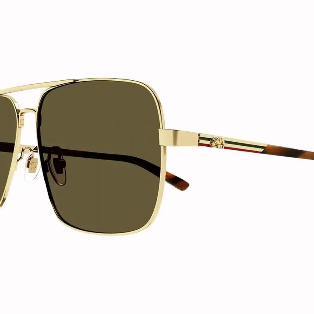 Gafas de Sol Gucci de Metal Dorado y Marrón para Hombre