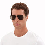 Gafas de Sol Gucci de Metal Dorado y Marrón para Hombre