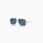 Lunettes de soleil pour homme Versace en métal argenté et bleu