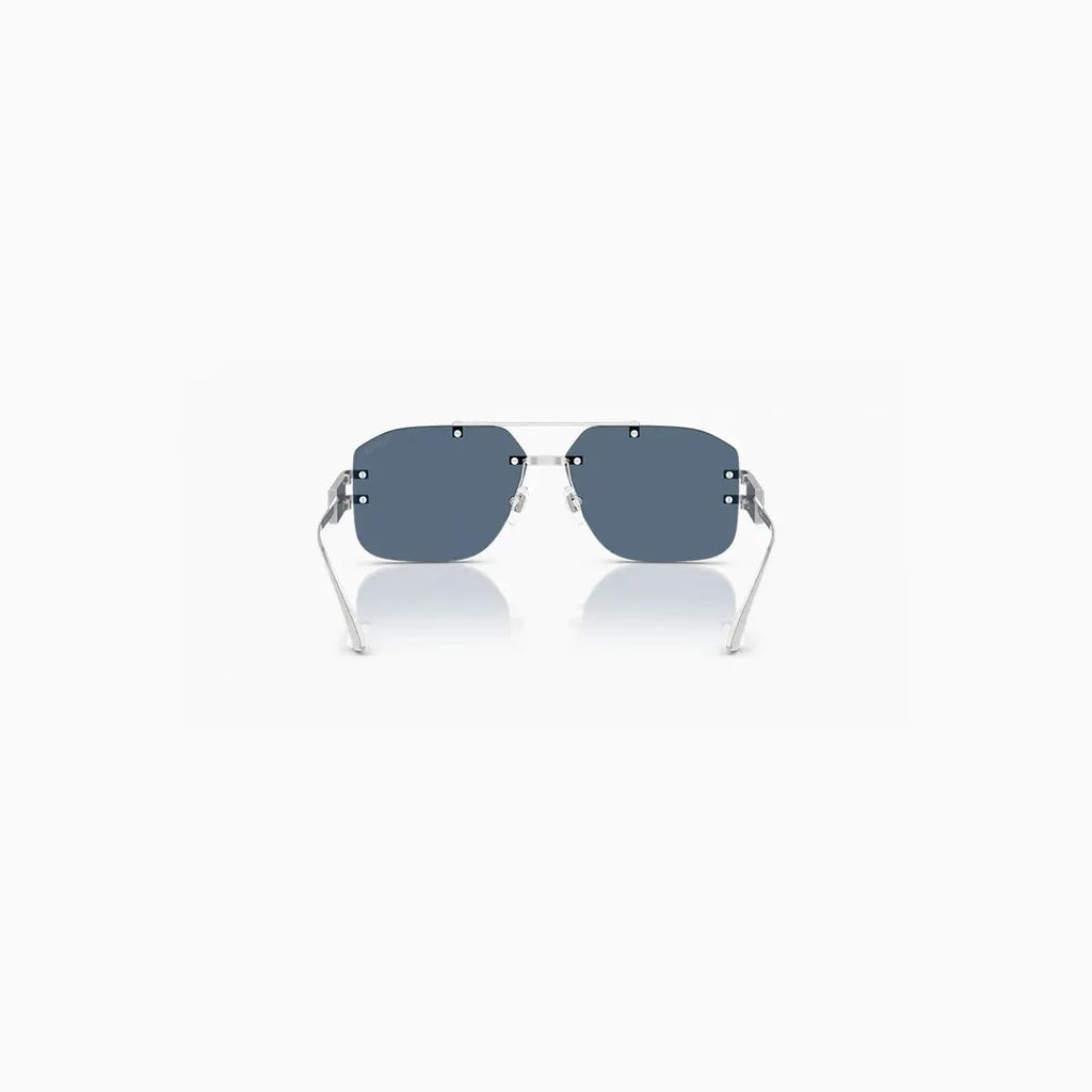 Lunettes de soleil pour homme Versace en métal argenté et bleu