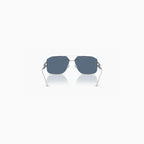 Lunettes de soleil pour homme Versace en métal argenté et bleu