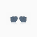 Lunettes de soleil pour homme Versace en métal argenté et bleu