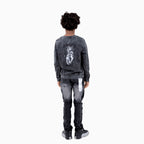 Sudadera negra de cuello redondo para niños