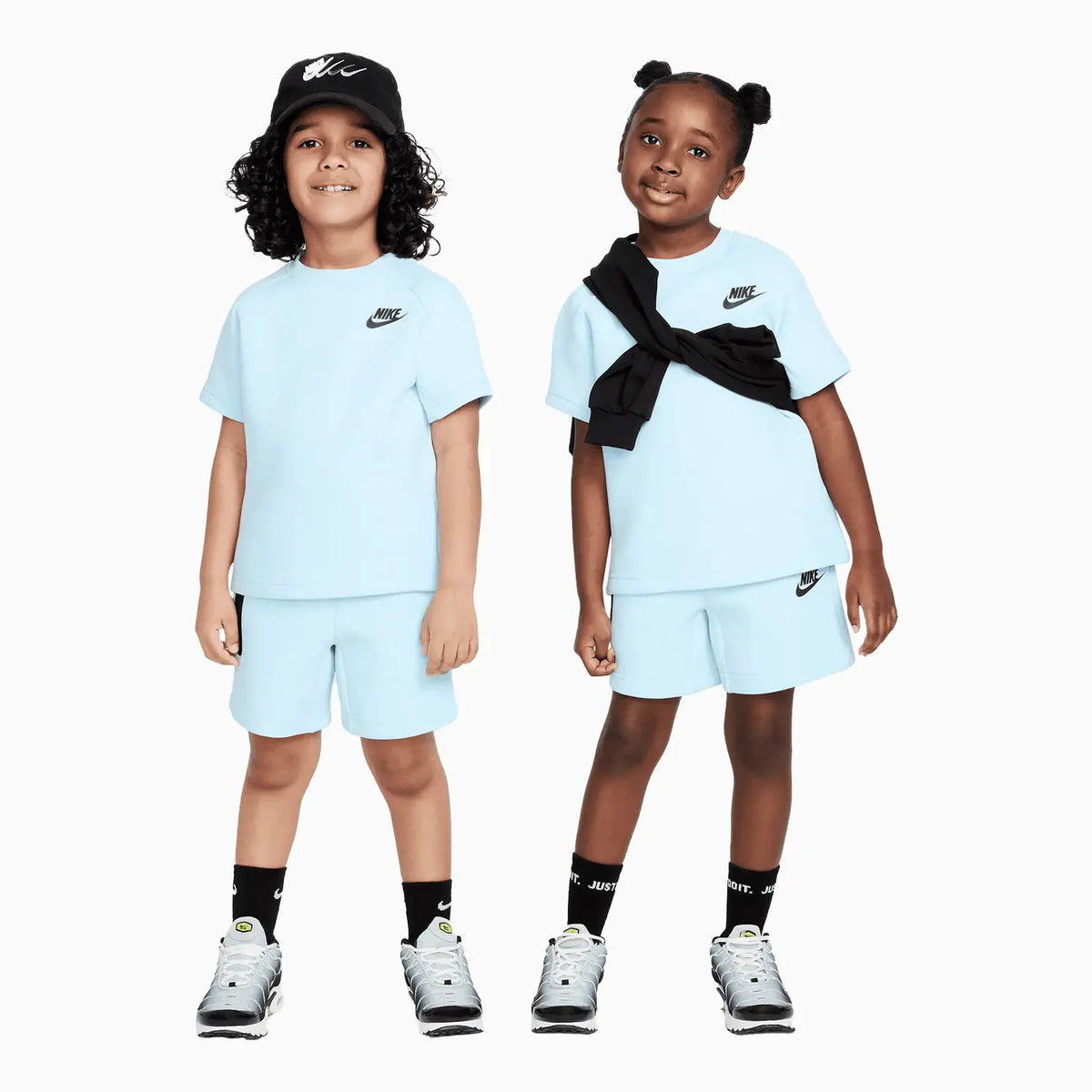Conjunto de shorts tejidos de 2 piezas de felpa técnica deportiva para niños