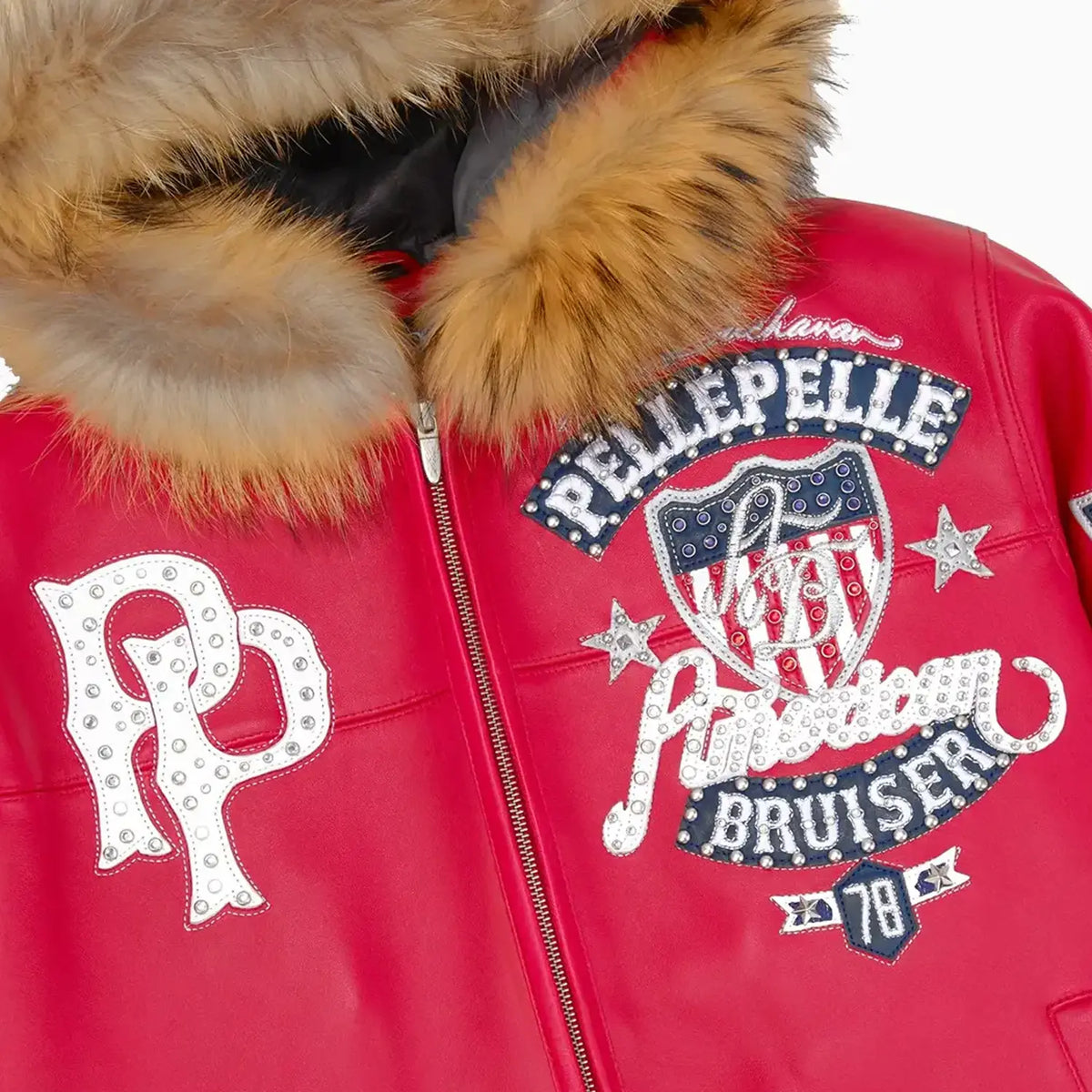 Chaqueta de cuero con capucha Bruiser americana para hombre