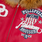 Chaqueta de cuero con capucha Bruiser americana para hombre