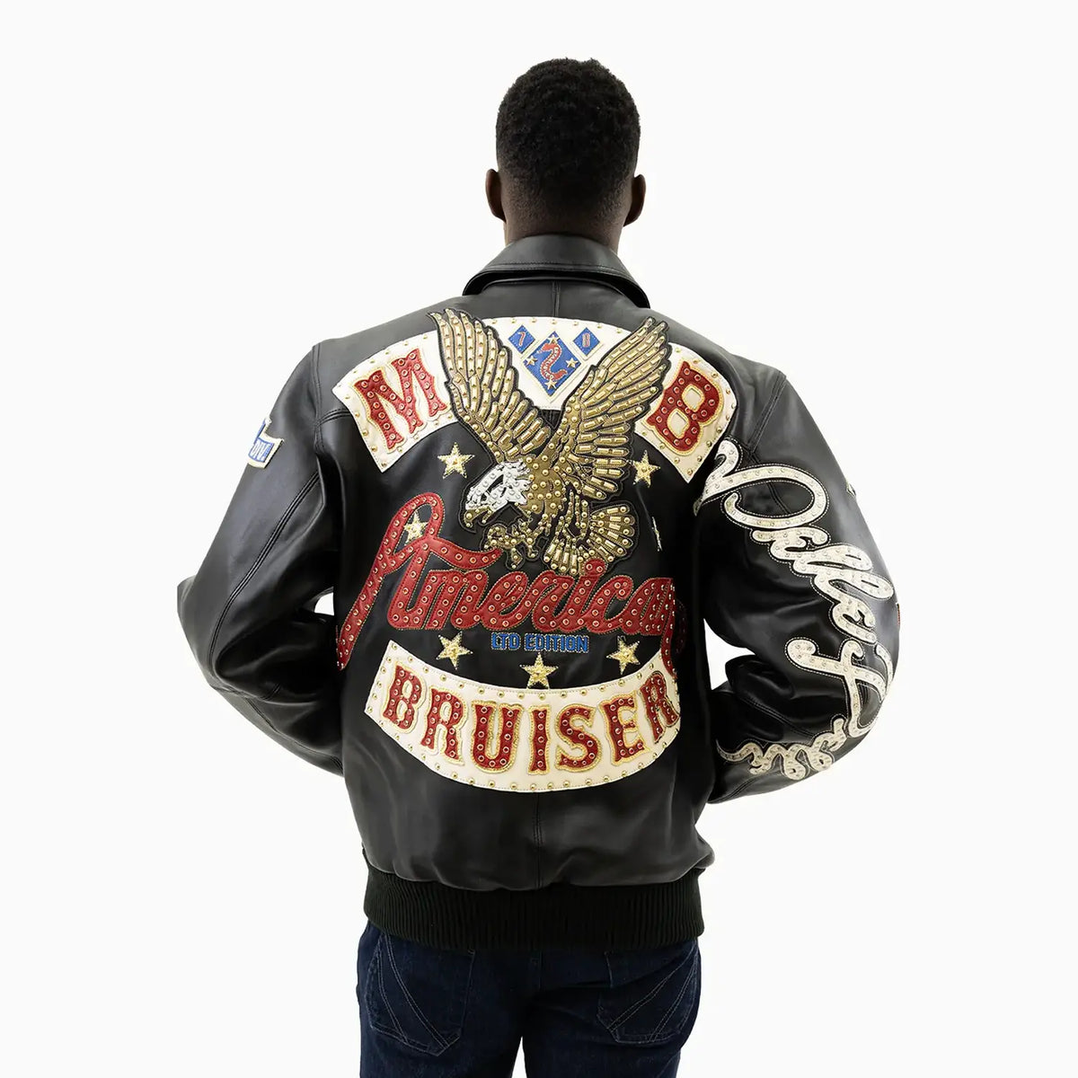 Chaqueta de cuero de felpa American Bruiser para hombre