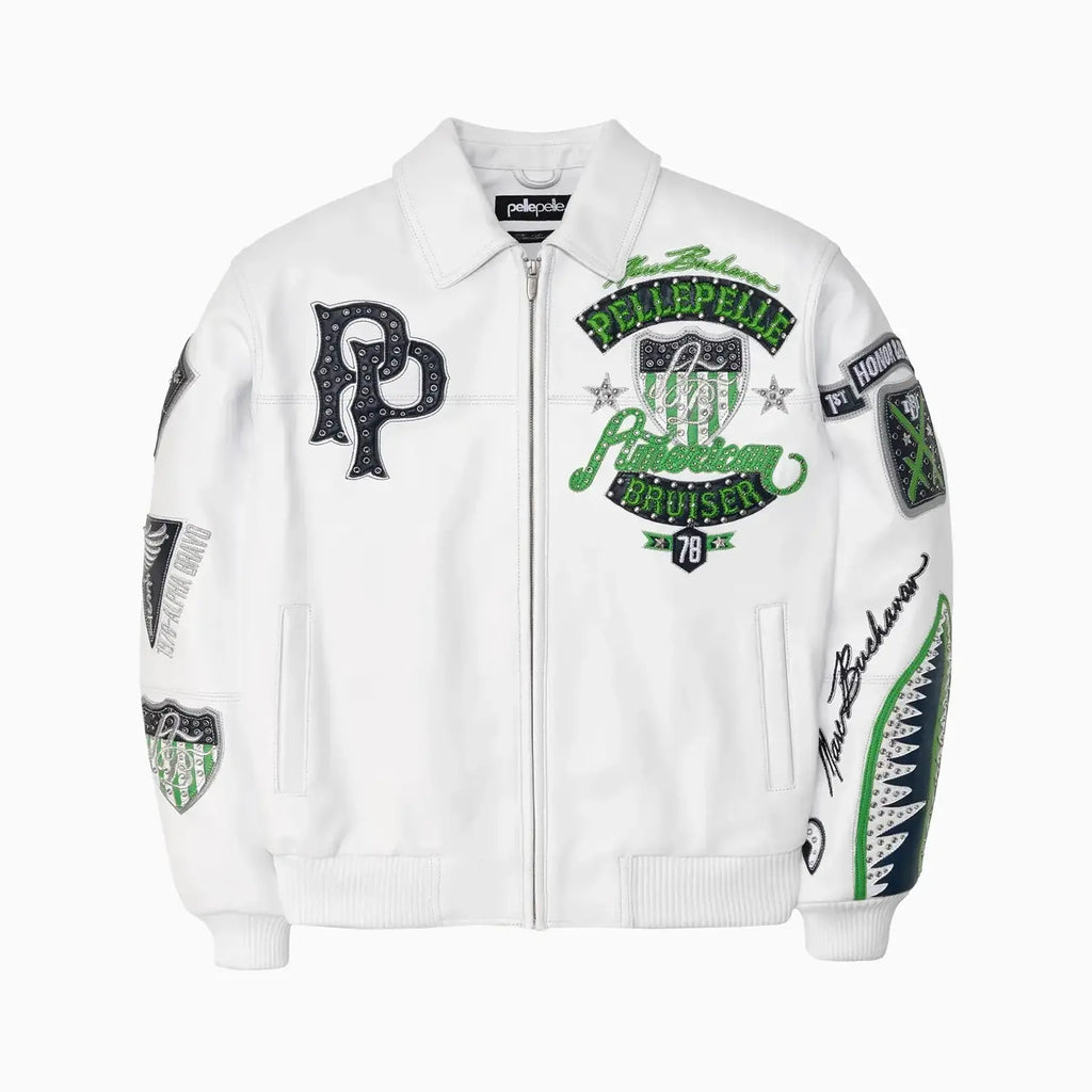 Chaqueta de cuero de felpa americana "Bruiser" para hombre