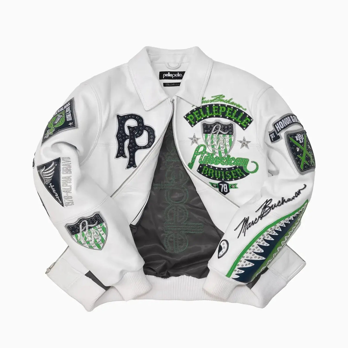 Chaqueta de cuero de felpa americana "Bruiser" para hombre