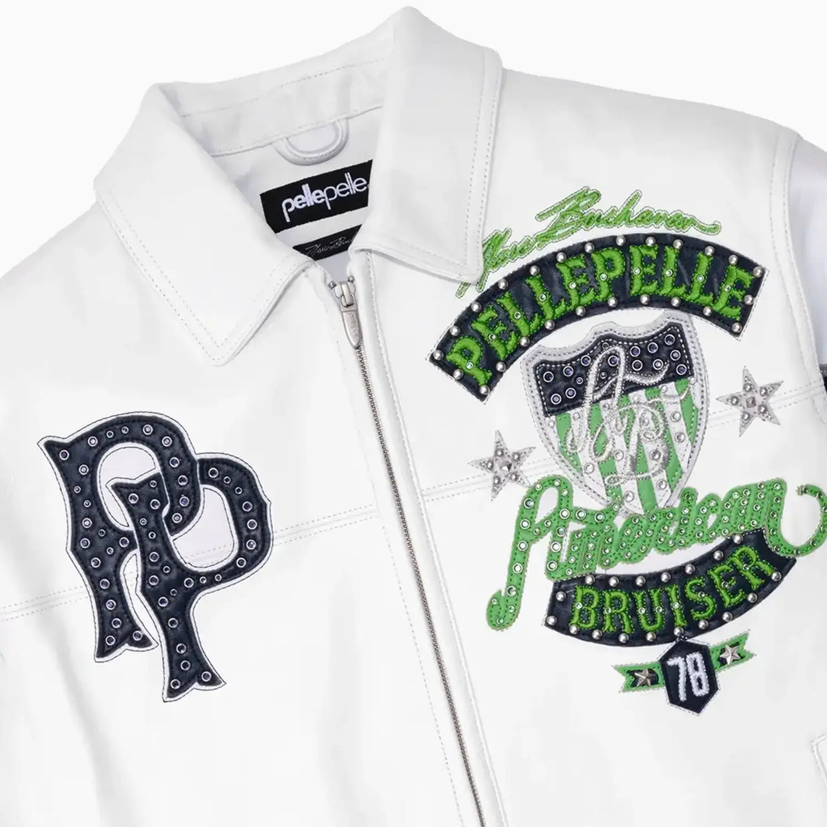 Chaqueta de cuero de felpa americana "Bruiser" para hombre
