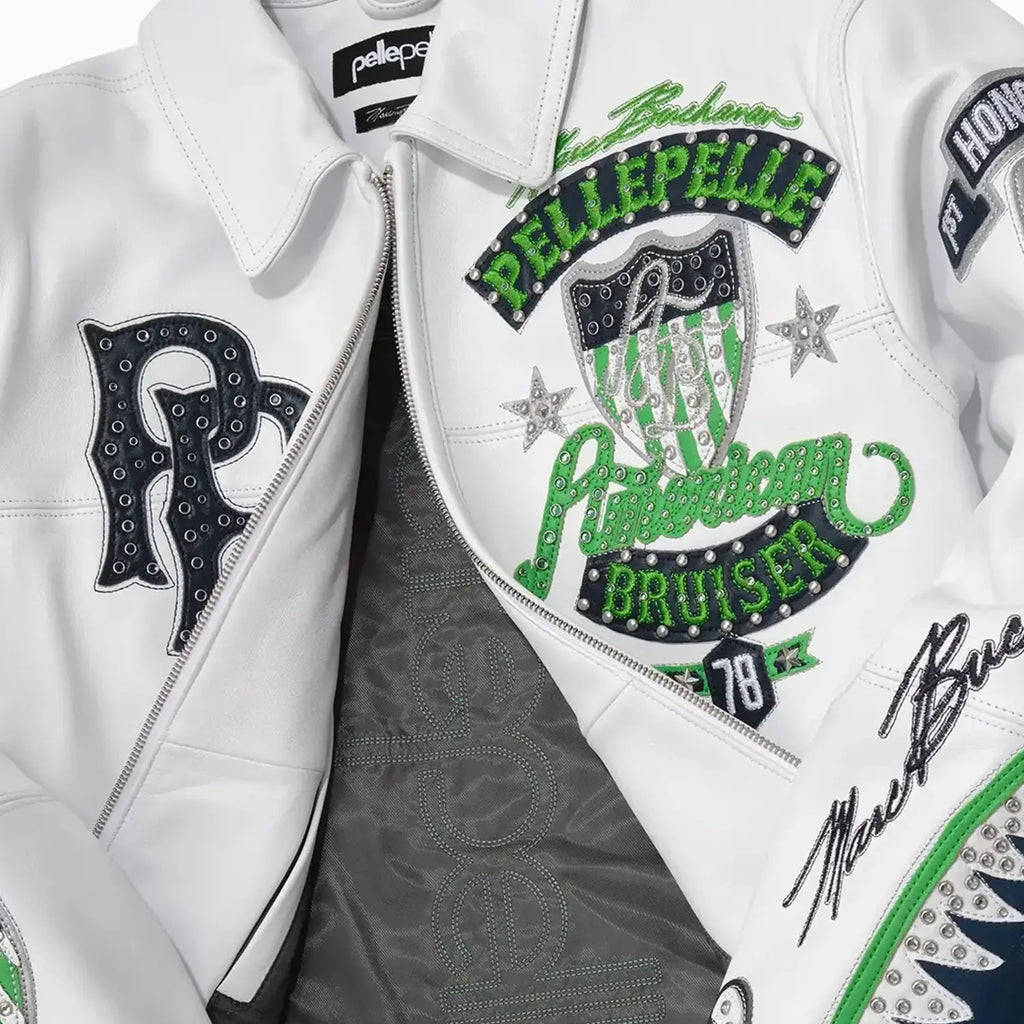 Chaqueta de cuero de felpa americana "Bruiser" para hombre
