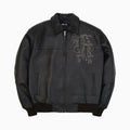 Chaqueta de cuero para hombre con cresta en los hombros