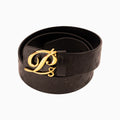 Cinturón HC de cuero con monograma para hombre, oro y negro
