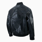 Men's Chicago Bulls Blackout Leather Varsity Jacket