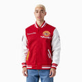 Chaqueta universitaria de lana con cuello de canalé y escudo del equipo NFL Kansas City Chiefs para hombre
