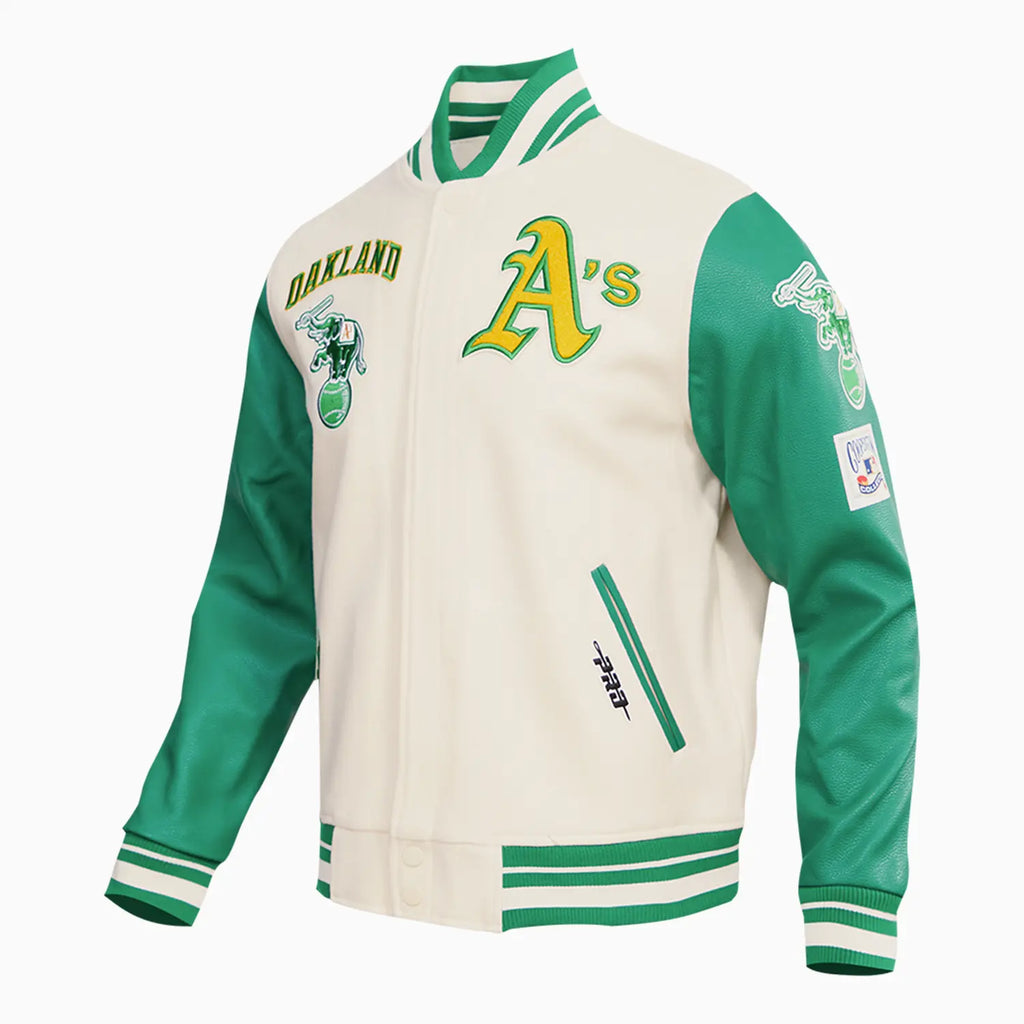 Men's Oakland Athletics MLB Retro Classic Rib Wool Varsity Jacket