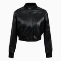 Blouson teddy court en cuir lavé orné de cristaux MLB des Los Angeles Dodgers pour femme