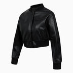 Blouson teddy court en cuir lavé orné de cristaux MLB des Los Angeles Dodgers pour femme