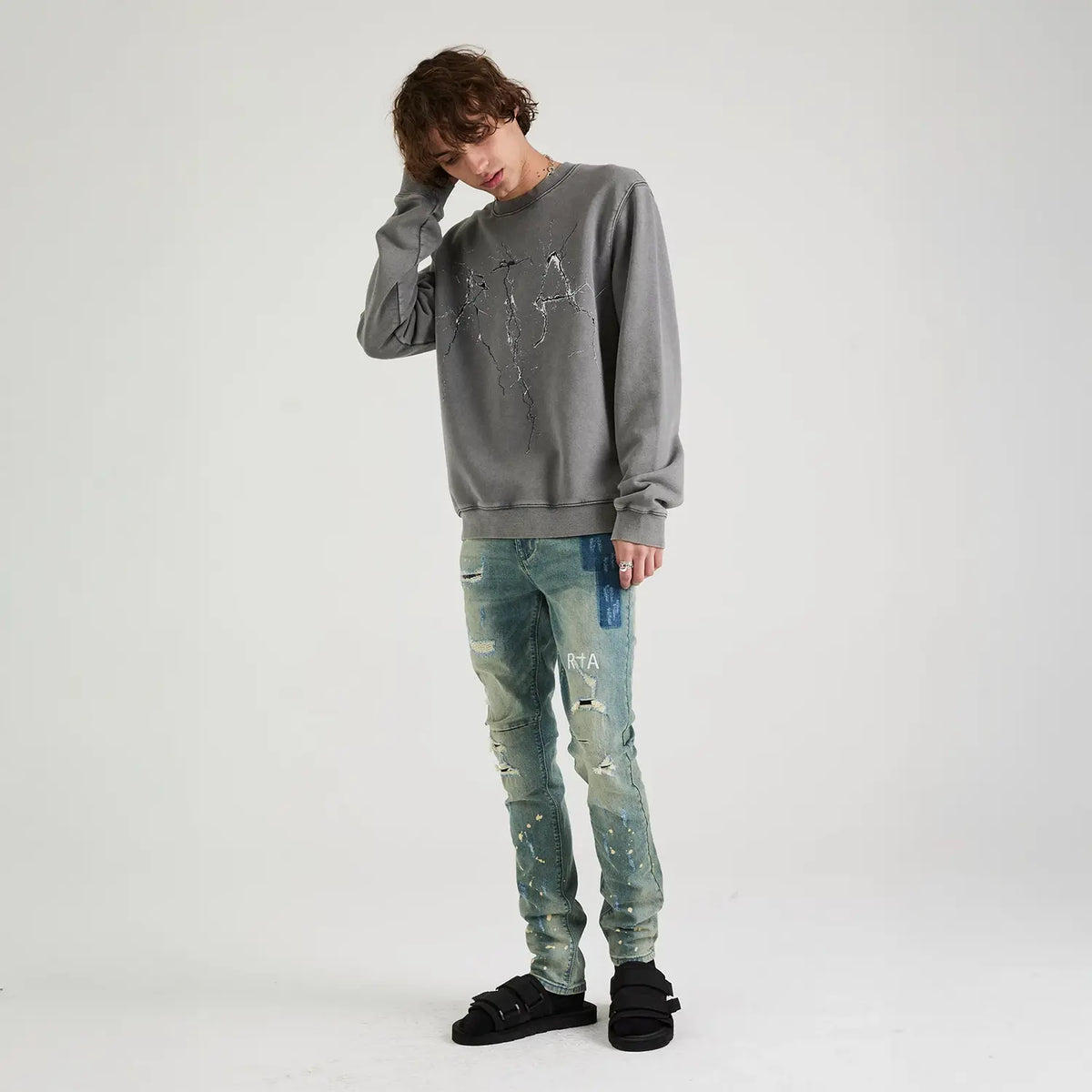 Sudadera Charles con logotipo agrietado para hombre