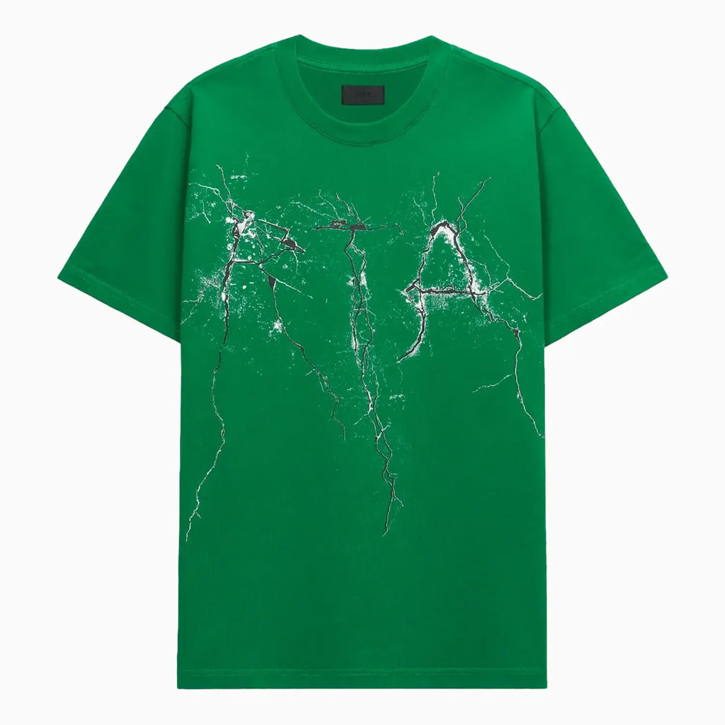 Camiseta Liam Verde con Logo Agrietado para Hombre