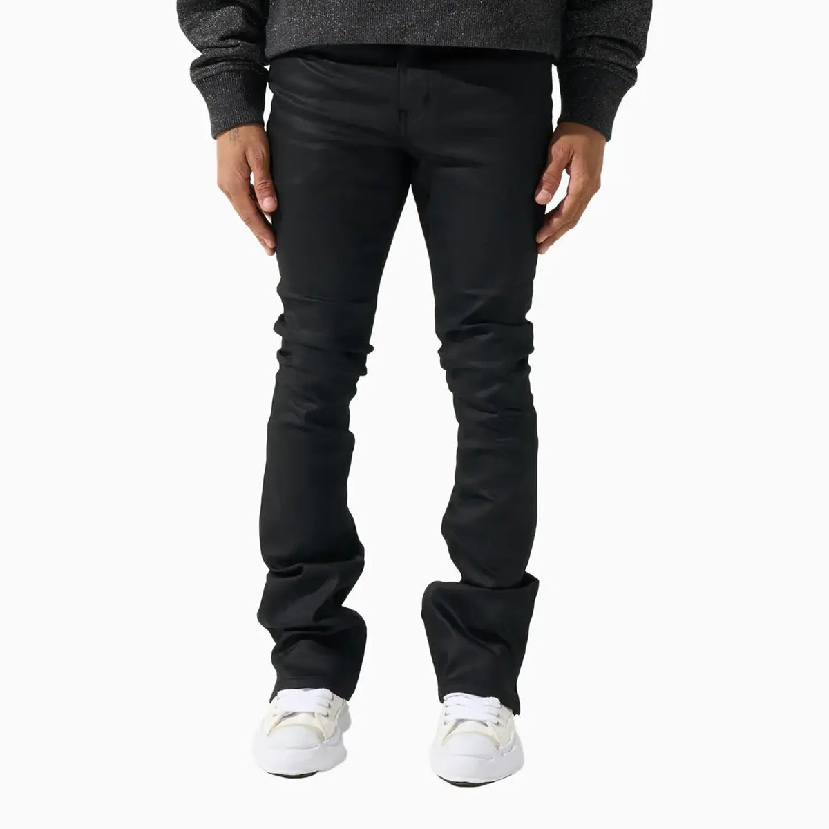 Pantalón Vaquero Apilado con Cera Caviar para Hombre