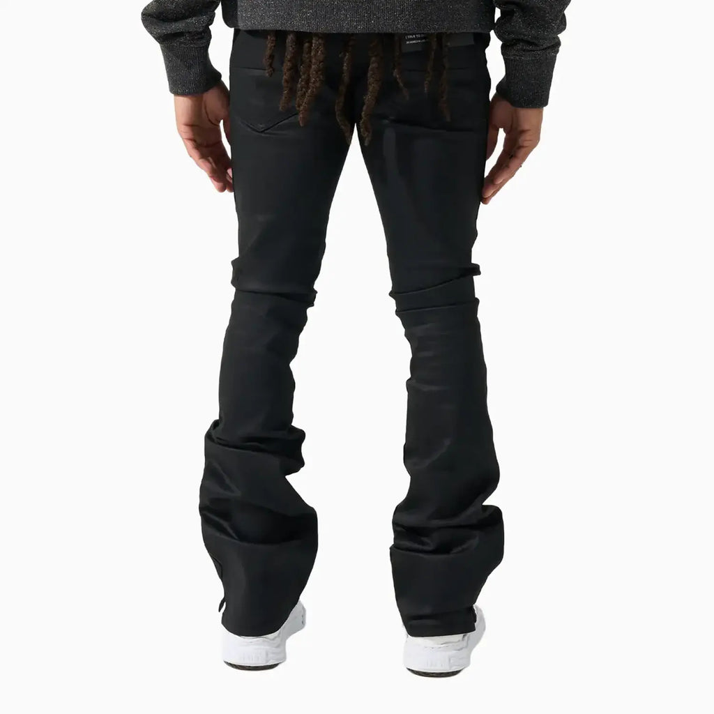 Pantalón Vaquero Apilado con Cera Caviar para Hombre