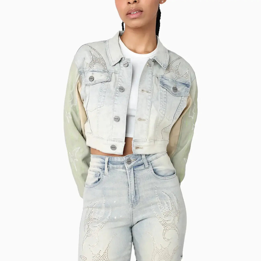 Conjunto de Jean Corto con Pedrería para Mujer