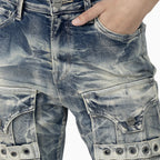 Conjunto de top corto estampado y pantalón cargo acampanado para mujer