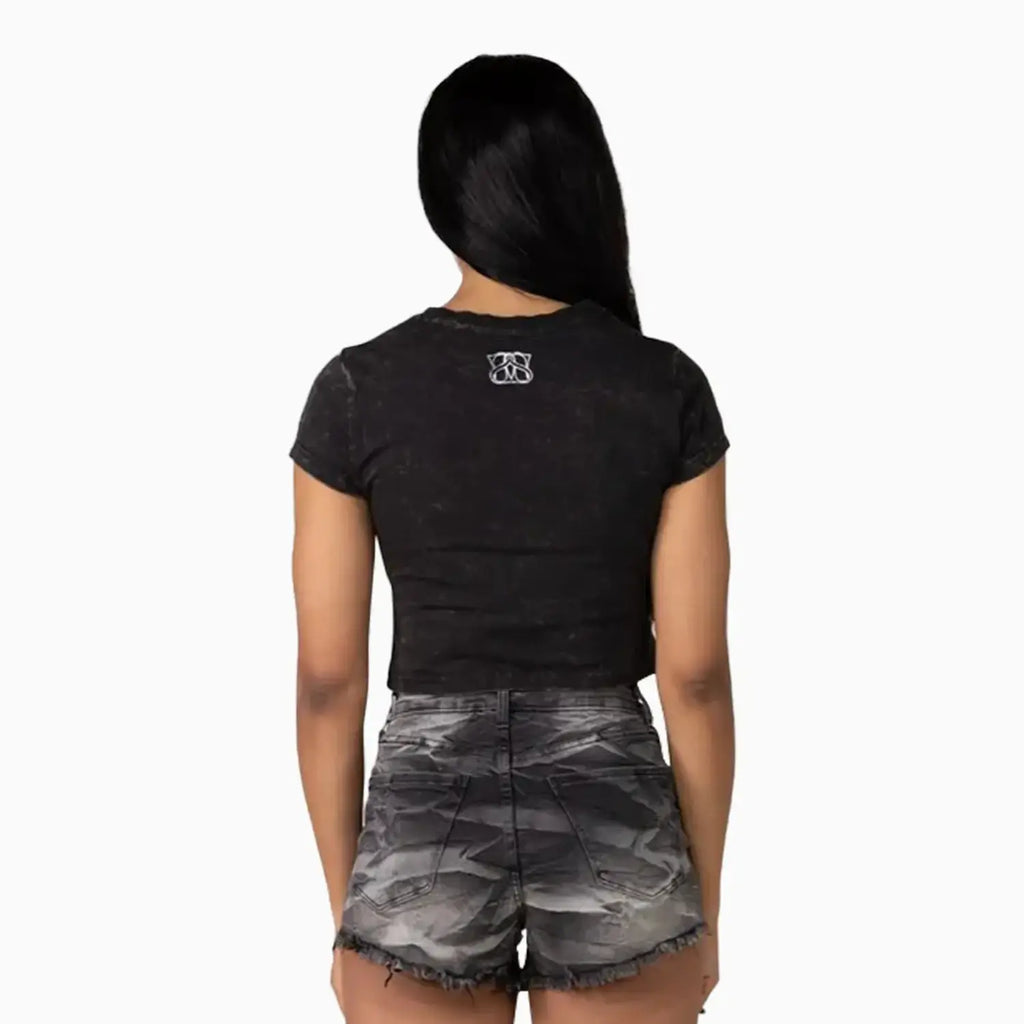 Camiseta Corta de Estrás para Mujer