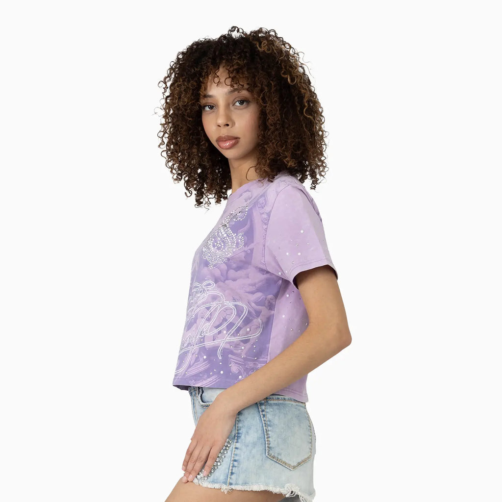 Conjunto de camiseta y shorts con pedrería para mujer