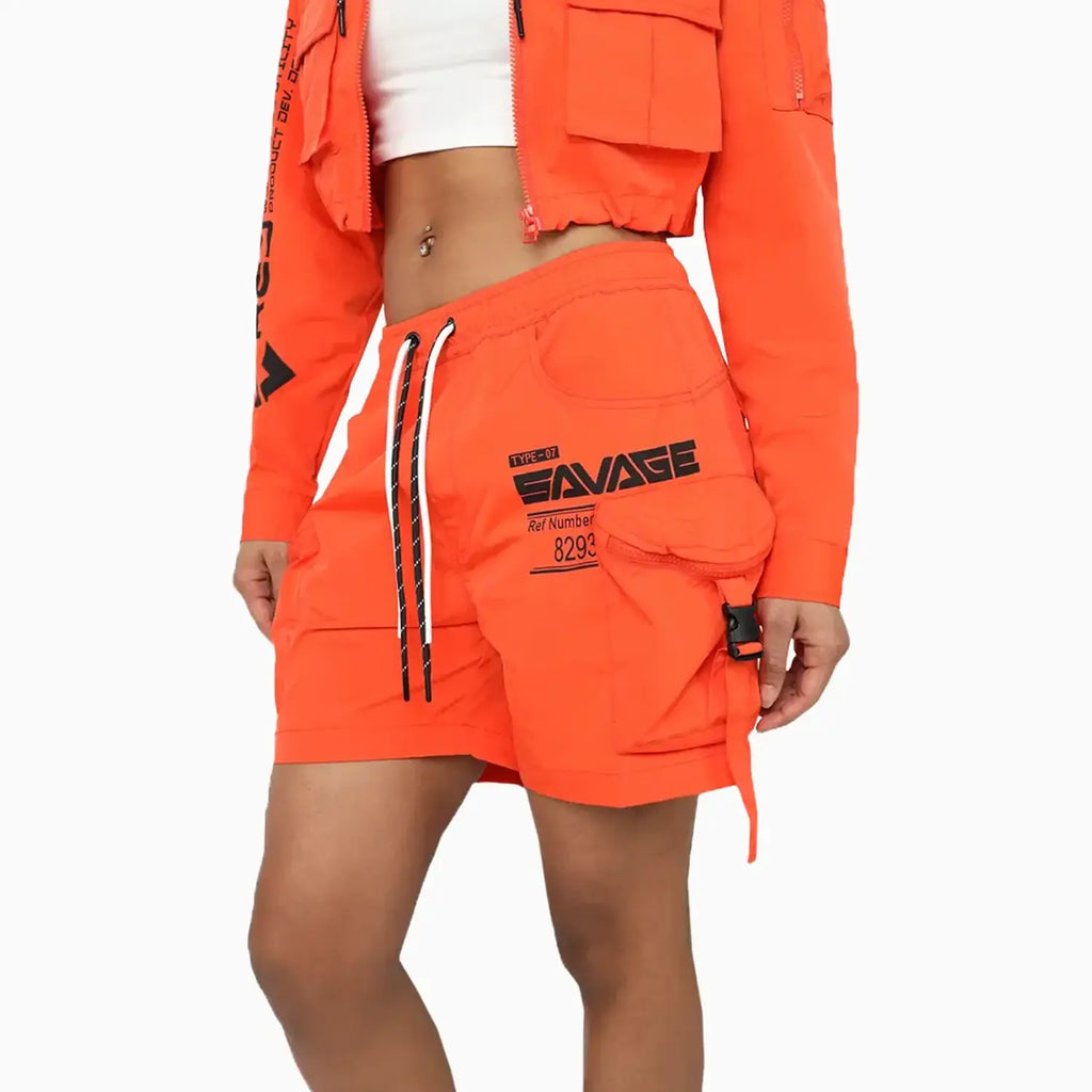 Traje estampado de nailon utilitario para mujer