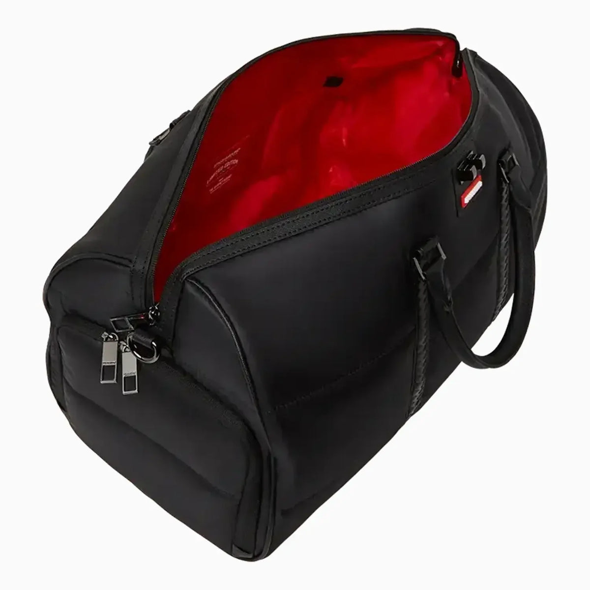 Sac de voyage noir en nylon matelassé à carreaux