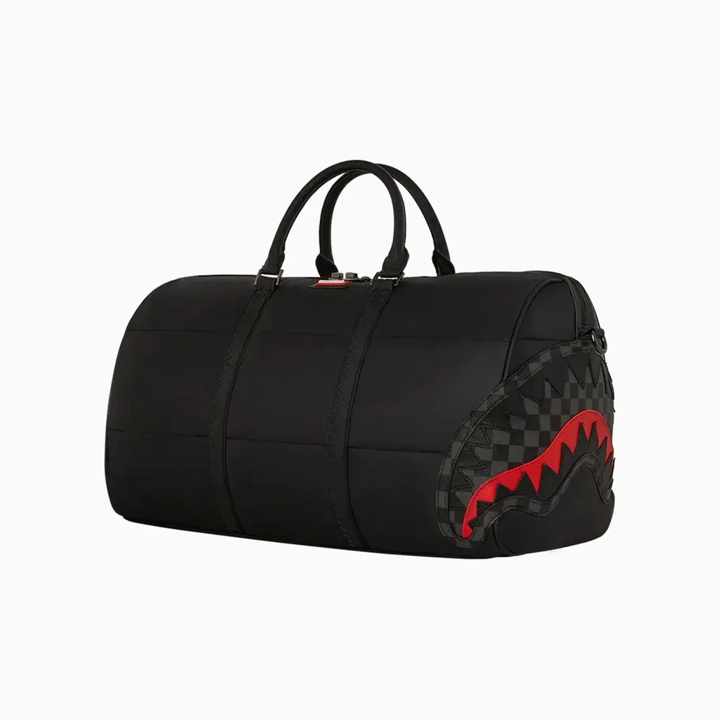 Sac de voyage noir en nylon matelassé à carreaux