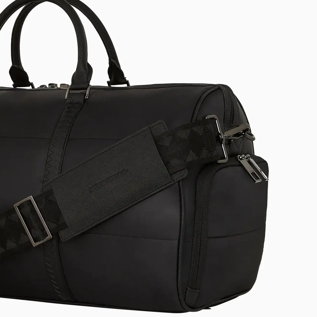 Sac de voyage noir en nylon matelassé à carreaux