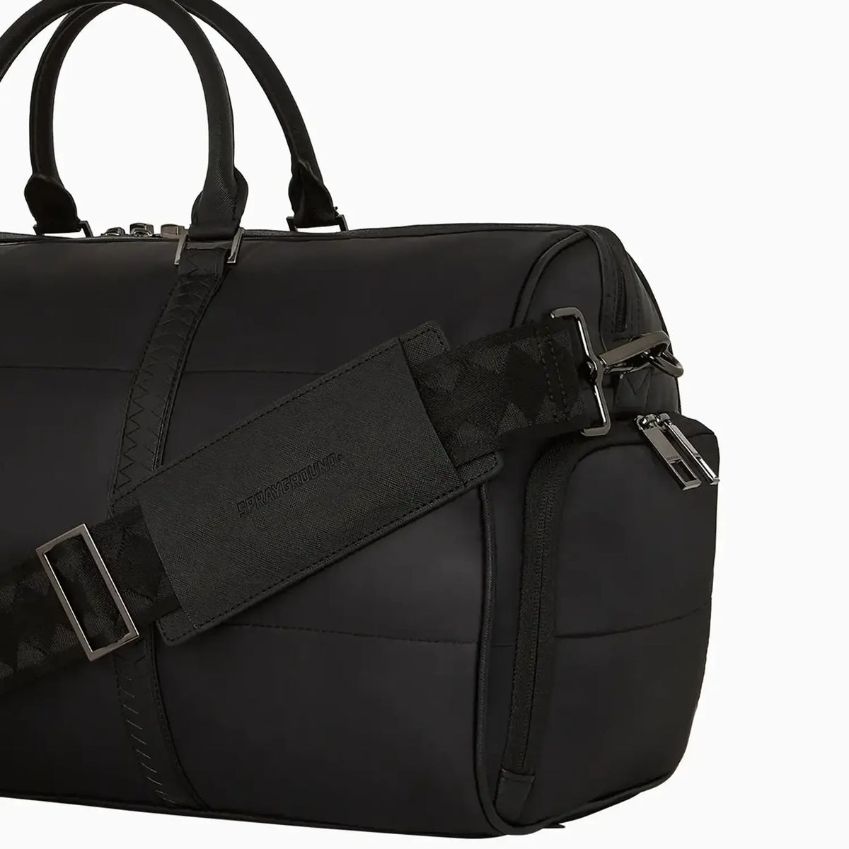 Sac de voyage noir en nylon matelassé à carreaux