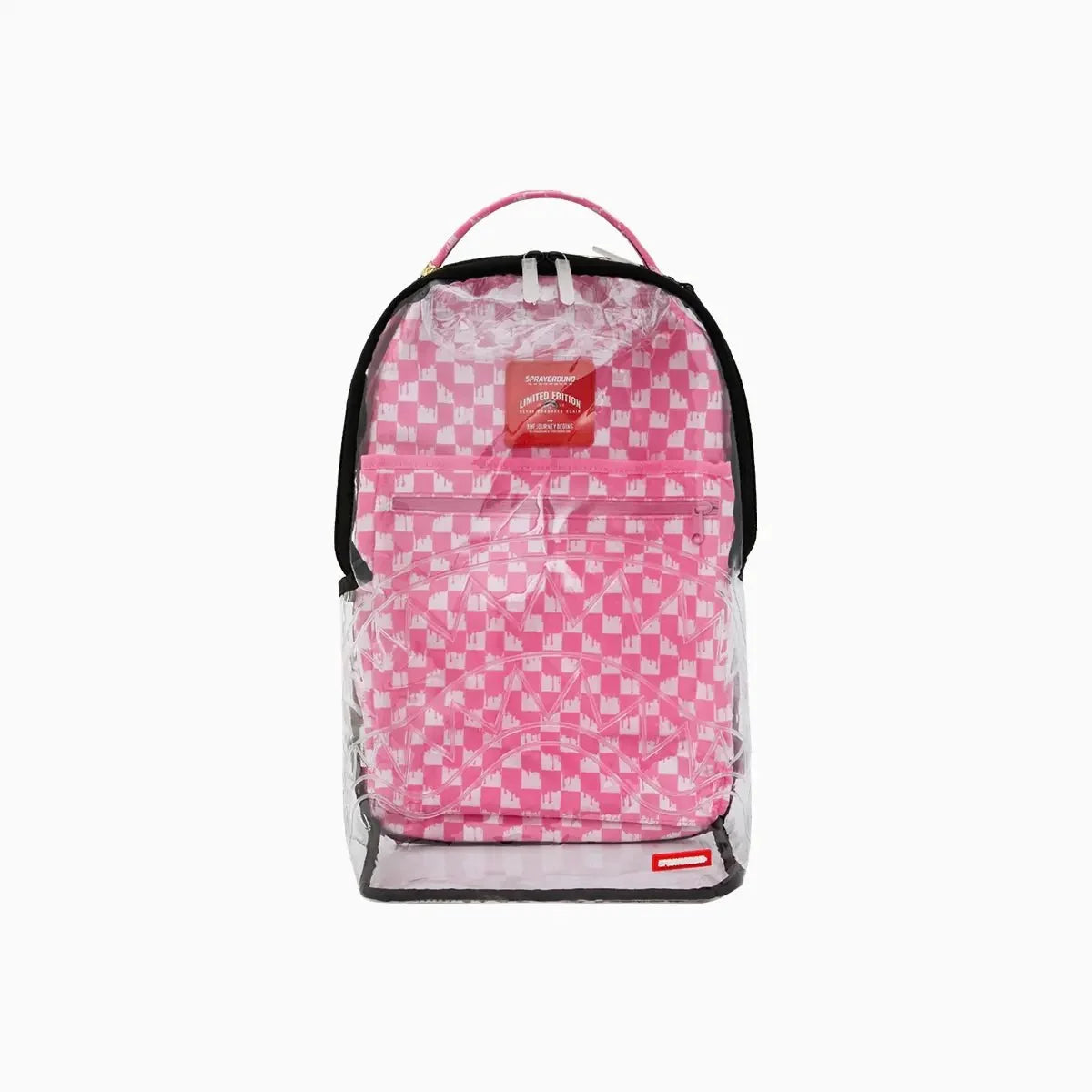 Sac à dos transparent Dlx : Rose dégoulinant, retiré du stock.