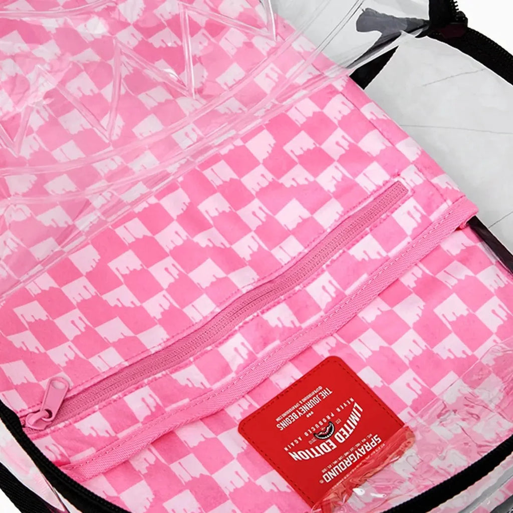 Sac à dos transparent Dlx : Rose dégoulinant, retiré du stock.