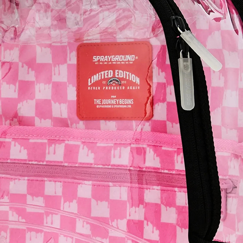 Sac à dos transparent Dlx : Rose dégoulinant, retiré du stock.