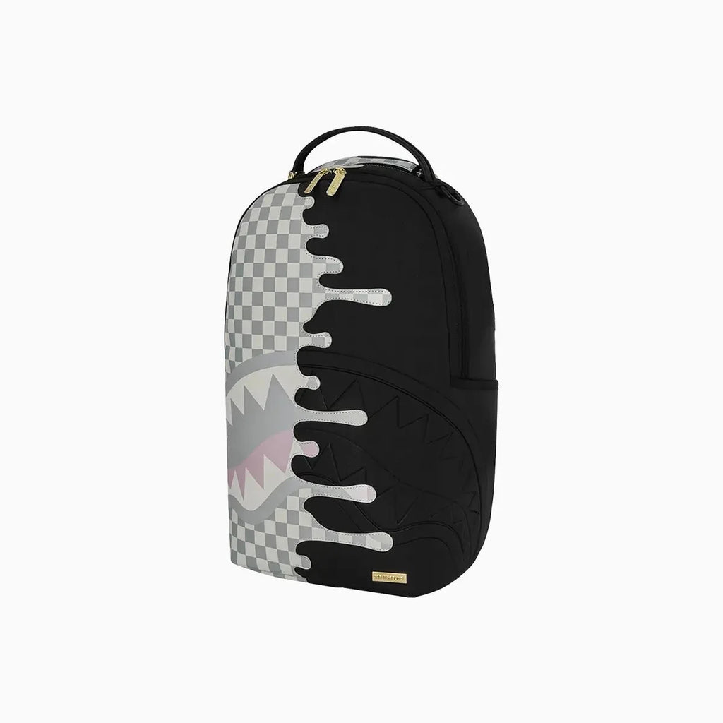 Mochila crema con ribete lateral a cuadros