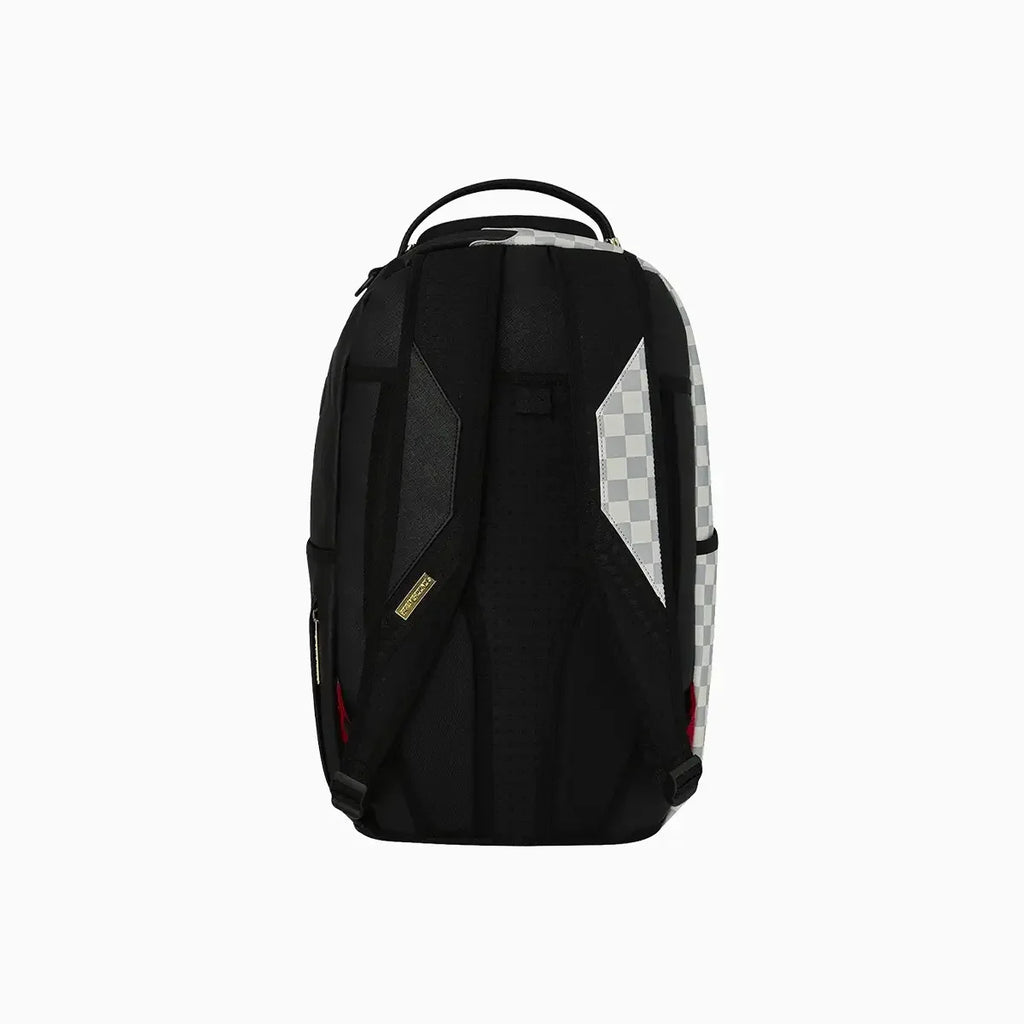 Mochila crema con ribete lateral a cuadros